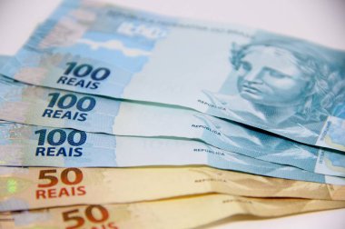 Brezilya parası yakın plan görüntüsü