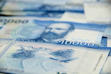 Şili pezosu. Yakın çekim faturaları.