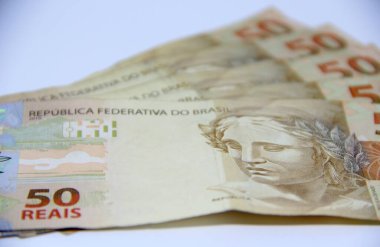 Brezilya parası yakın plan görüntüsü