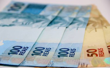 Brezilya parası yakın plan görüntüsü