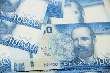 Şili pezosu. Yakın çekim faturaları.