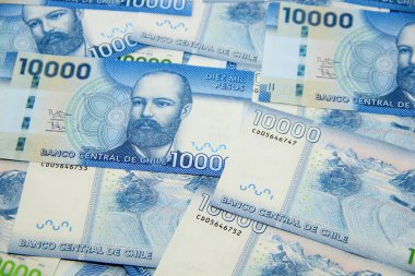 Şili pezosu. Yakın çekim faturaları.