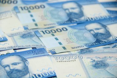 Şili pezosu. Yakın çekim faturaları.