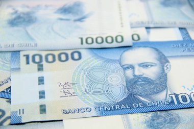 Şili pezosu. Yakın çekim faturaları.