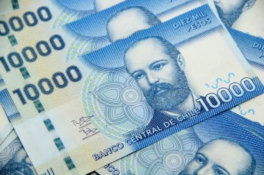 Şili pezosu. Yakın çekim faturaları.