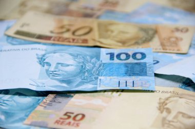 Brezilya parası yakın plan görüntüsü