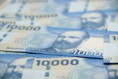 Şili pezosu. Yakın çekim faturaları.