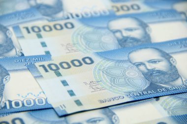 Şili pezosu. Yakın çekim faturaları.