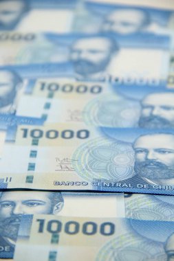 Şili pezosu. Yakın çekim faturaları.