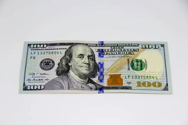 Amerikanischer Hundert Dollar Schein Auf Weißem Hintergrund — Stockfoto