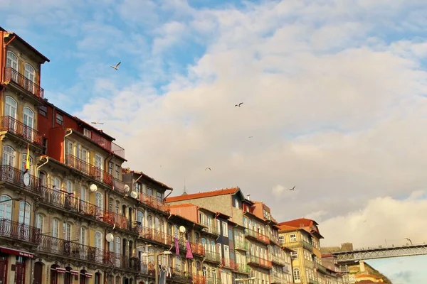 Vista Arquitectura Fachadas Edificios Calles Ciudad Portuaria Oporto Portugal —  Fotos de Stock