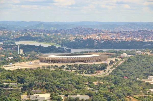 ブラジルミネイラオサッカースタジアムの空中ビュー — ストック写真
