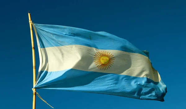하늘의 바람에 휘날리는 아르헨티나의 — 스톡 사진