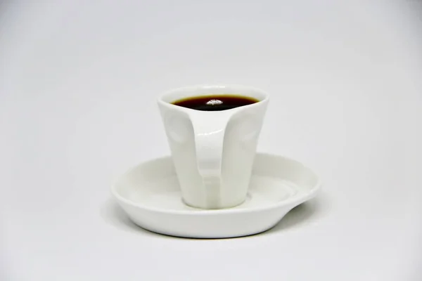 View Full Coffee Cup Saucer White Background — Stock Photo, Image