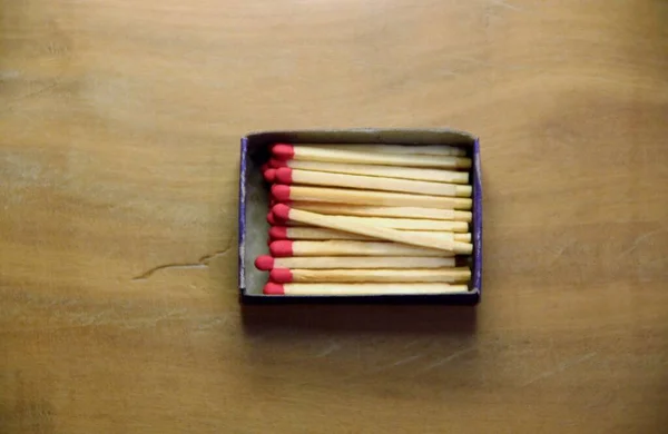 Matchsticks Wooden Table Background — Stock Photo, Image