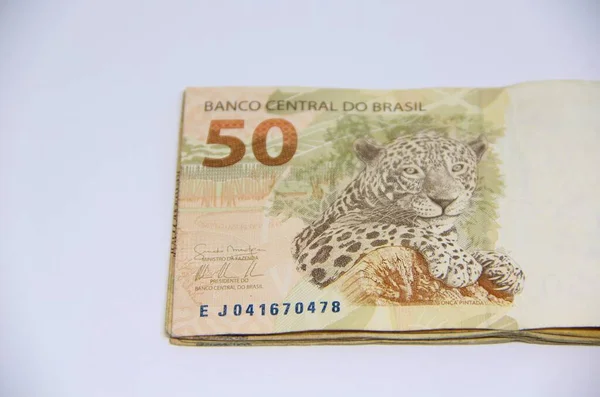 Brasilianska Pengar Närbild — Stockfoto