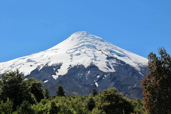 Vue Panoramique Volcan Avec Neige Chili — Photo
