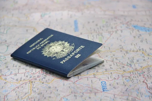 Vista Cerca Del Pasaporte Mapa — Foto de Stock