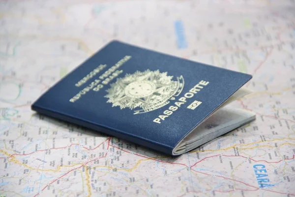 Vista Cerca Del Pasaporte Mapa — Foto de Stock