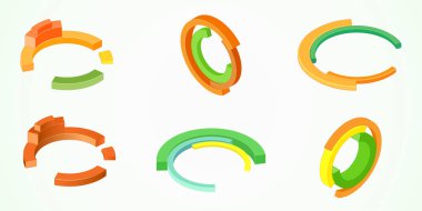 Projeleriniz için renkli 3d izometrik çember diyagramları