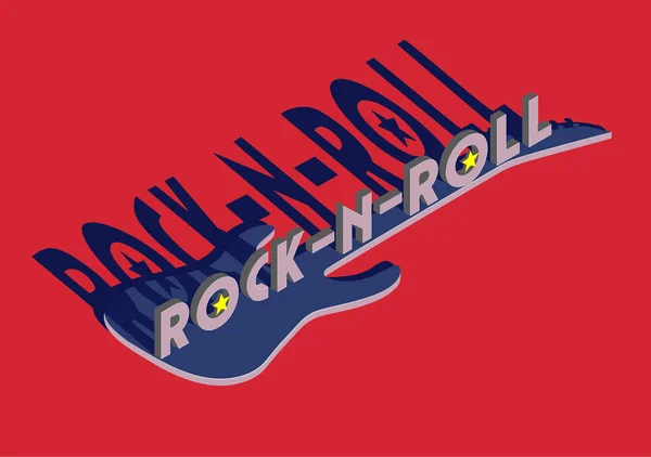 Cartaz de logotipo isomérico de guitarra Rock and Roll para diferentes projetos —  Vetores de Stock