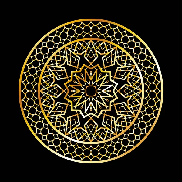 Ramadan Kareem Gratulationskort Inbjudan Islamiska Stil Arabiska Gyllene Hålcirkel Guld — Stock vektor