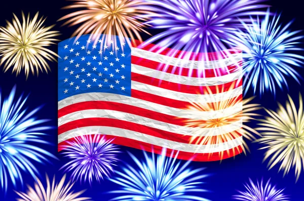 Sfondo Fuochi Artificio Independence Day Usa Arte Vettoriale — Vettoriale Stock