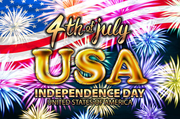 С днем независимости на флаге США. векторный фейерверк из золота
