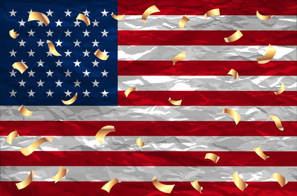 月金紙吹雪アメリカ合衆国独立記念日ホリデー バナー グリーティング カード ベクトル イラスト花火の米国 番目をフラグします — ストックベクタ