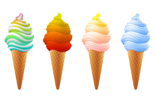 なおいしいアイス クリーム バニラ ワッフル カップで ベクトル ストック画像 夏の創造的な概念 アート — ストックベクタ