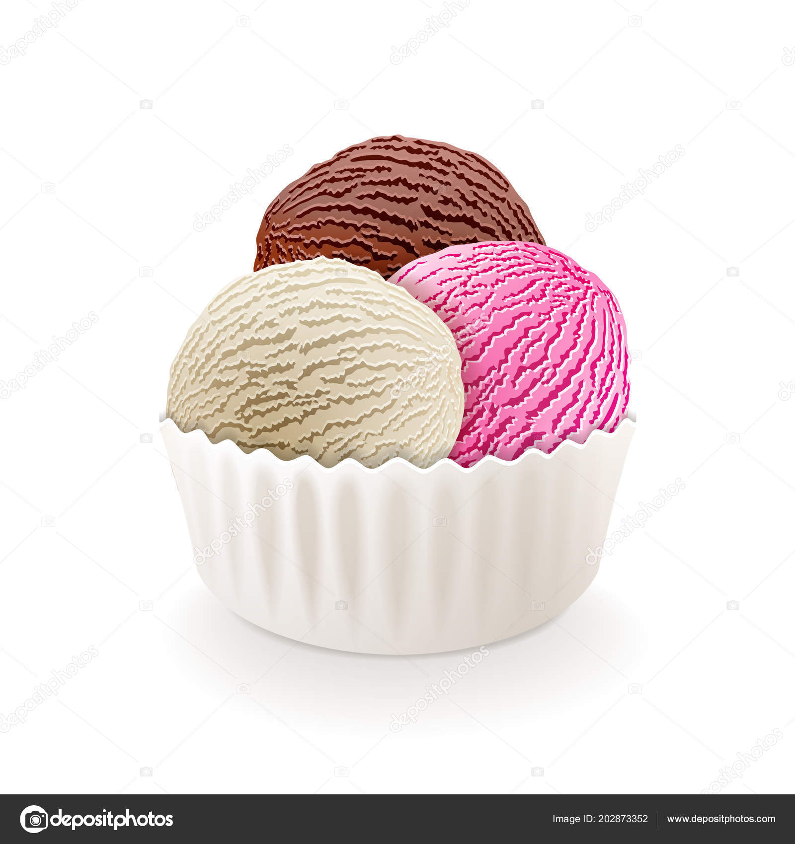 Ice cream balls in paper cup Stock Photo