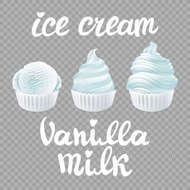 dondurma kaşık toz poster tasarım ile süt vanilya beyaz karakter sanat vektör