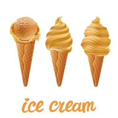 sarı dondurma ile bir fincan el yapımı metin sanat yazı şeffaf arka plan üzerinde farklı şekiller kümesi vektör