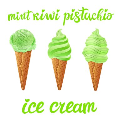 Yeşil çay dondurma ile nane vektör 