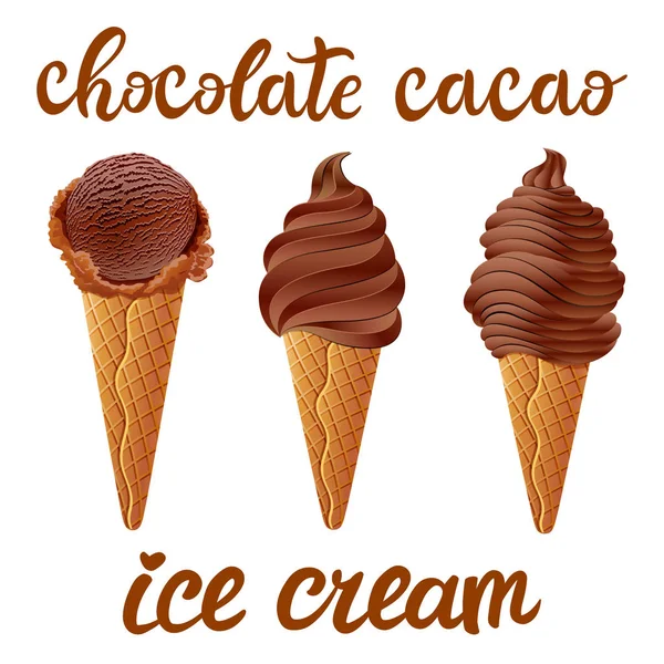 Διάνυσμα Σύνολο Παγωτό Σοκολάτα Κακάο Καφέ Διαφορετικά Σχήματα Ένα Φλιτζάνι — Διανυσματικό Αρχείο
