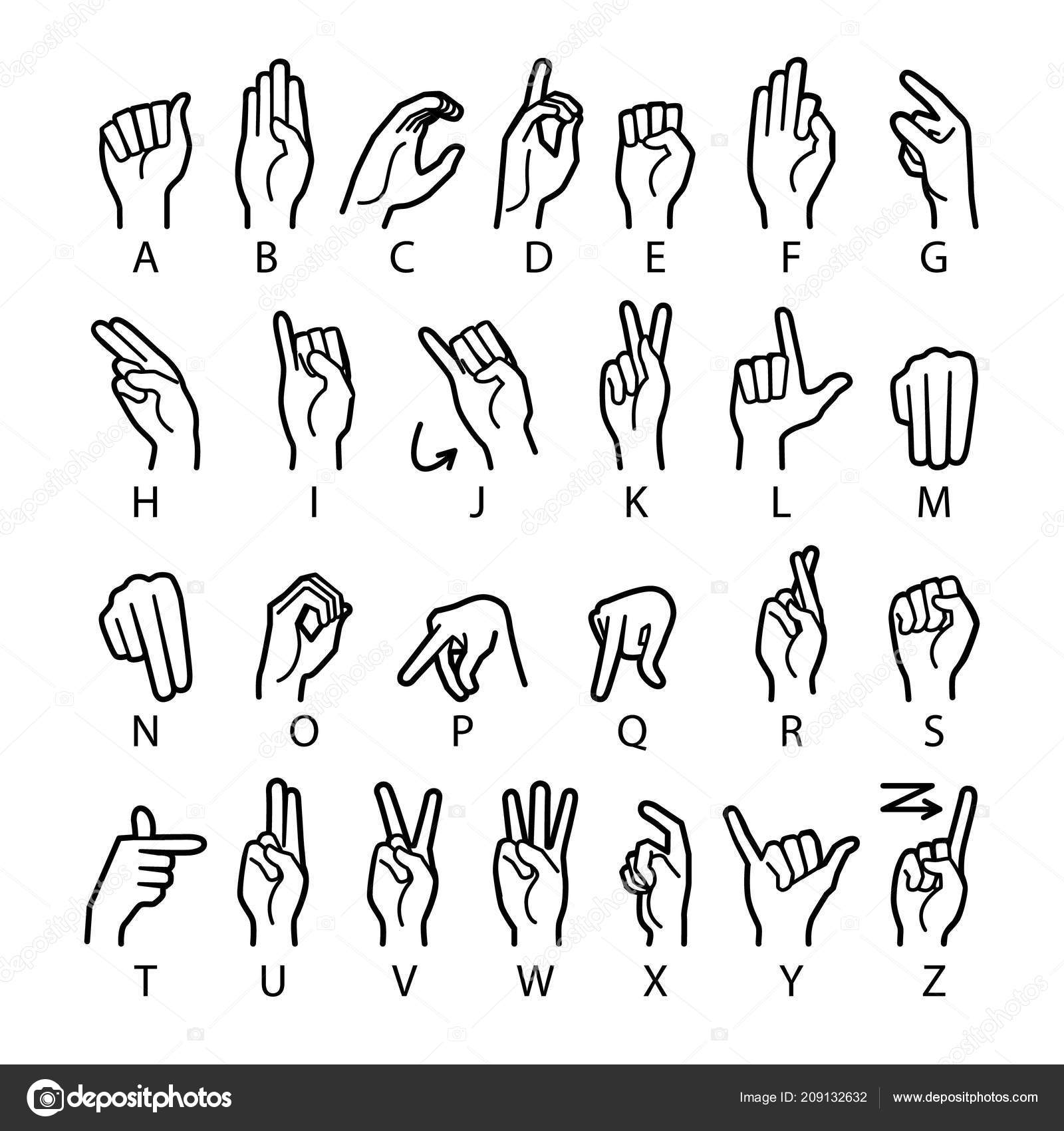 Vector Language Deaf Mutes Hand American Sign Language Asl Alphabet ...