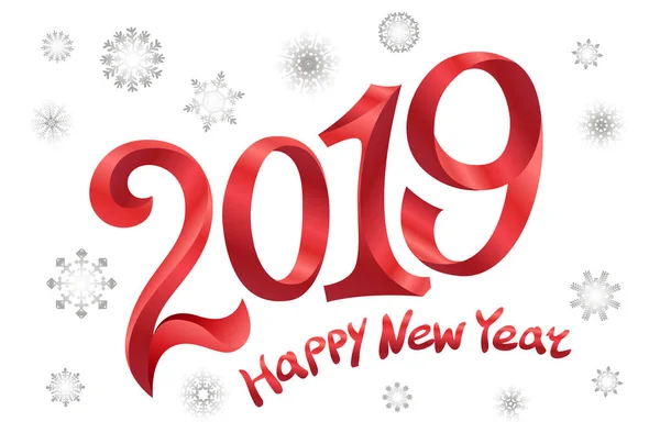 Feliz Año Nuevo 2019 Cinta Número Rojo Sobre Fondo Blanco — Vector de stock