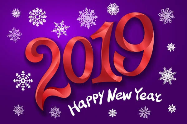 Feliz Año Nuevo 2019 Tarjeta Felicitación Dos Mil Diecinueve Cinta — Vector de stock