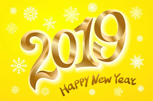 Feliz Año Nuevo 2019 Tarjeta Felicitación Dos Mil Diecinueve Cinta — Vector de stock