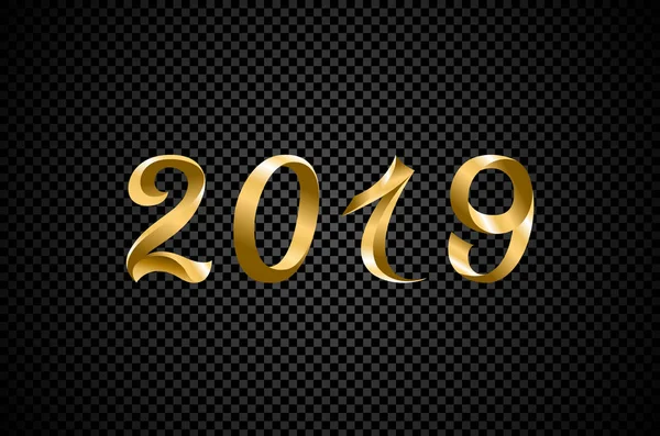 Señal Año Nuevo Oro 2019 Con Brillo Dorado Panel Carga — Vector de stock