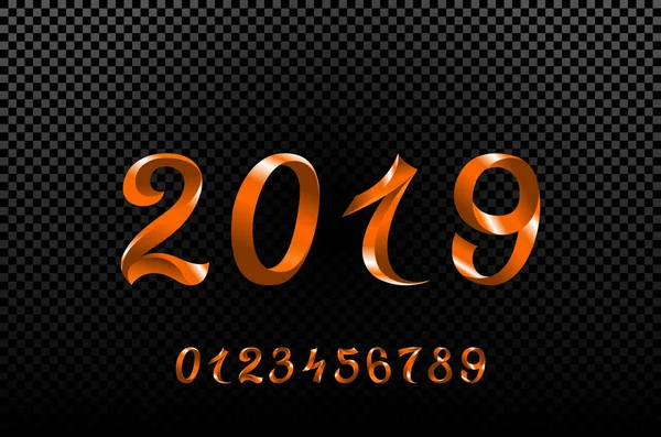 Señal Año Nuevo Naranja 2019 Con Brillo Panel Carga Sobre — Vector de stock