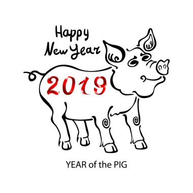 2019 zodyak domuz. mutlu yeni yıl 2019 vektör Çin takvimine sanat