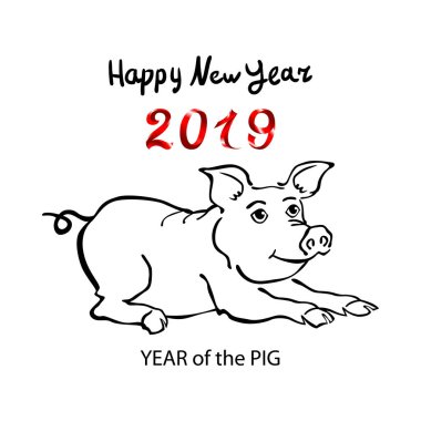 2019 zodyak domuz. mutlu yeni yıl 2019 vektör Çin takvimine sanat