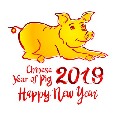 2019 zodyak domuz. mutlu yeni yıl 2019 vektör Çin takvimine sanat