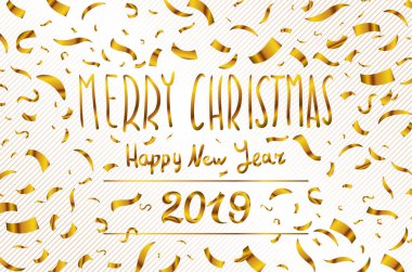 vektör altın Merry christmas mutlu yeni yıl 2019 tebrik kartı altın konfeti sigorta primi siyah arka plan sanat