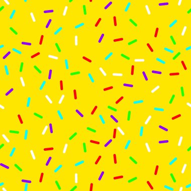 vektör sarı çörek sır ile sorunsuz arka plan. Desen tasarım sanat dekoratif parlak sprinkles doku