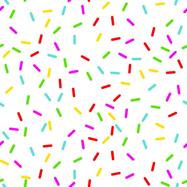 vector Seamless background with white donut glaze. Decorative bright sprinkles texture pattern design art