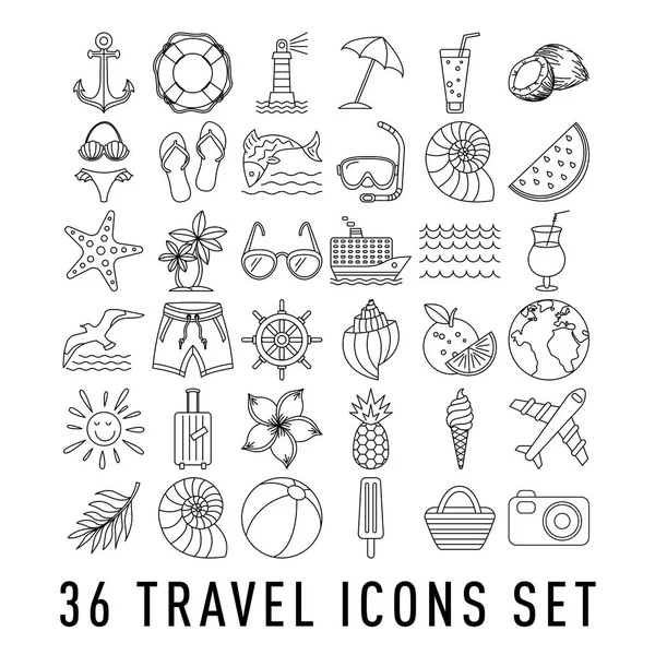 36 Set vektorové ikony cestování, skvělé pro všechny účely, jako tisk Web nebo mobilní aplikace Collection — Stockový vektor