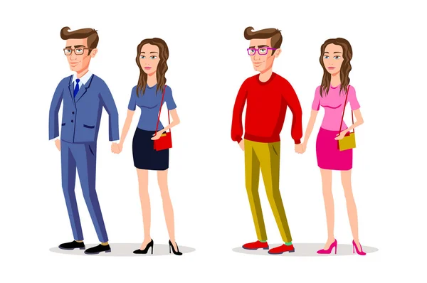 Homme femme Groupe bureau d'affaires gens et casual design personnages vecteur — Image vectorielle