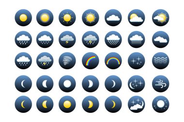 Yazdırma, Web veya Mobil Uygulama vektör eps 10 için Hava Simgeleri ayarlayın